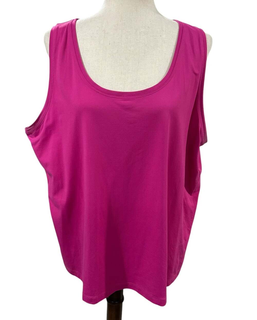 Karen Kane Bright Pink Scoop Neck Sleeveless Knit Tank Top Plus Size 2X EUC